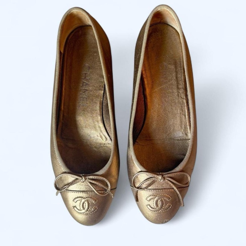 Chanel Gold Ballet Flats